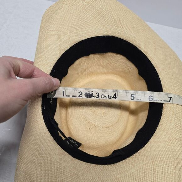 Artesano Puglia Elegant Cream Wide-Brim Toquilla Straw Hat Black Band Boho Chic main image 5